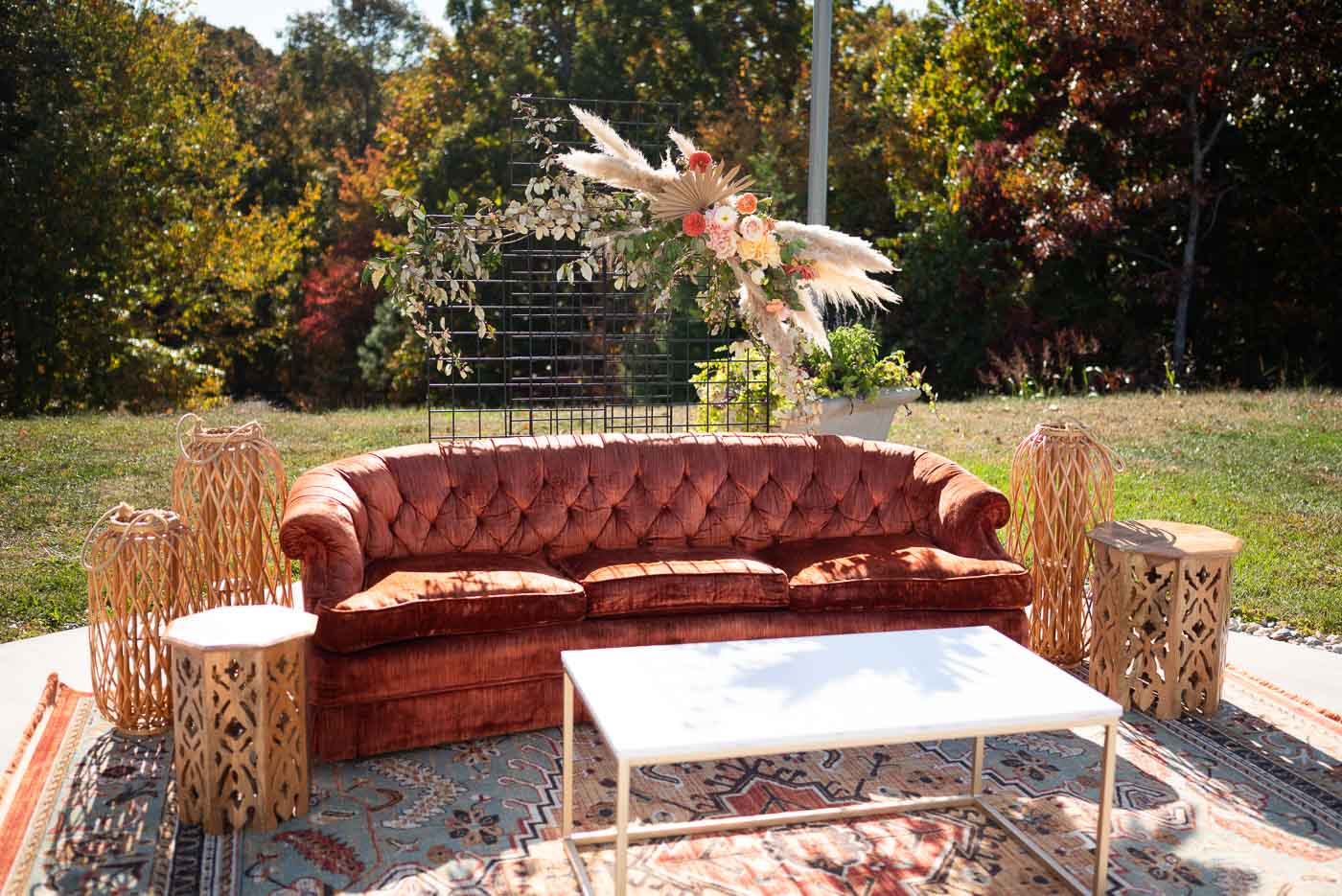 Photo of tera cotta couch sitting area
