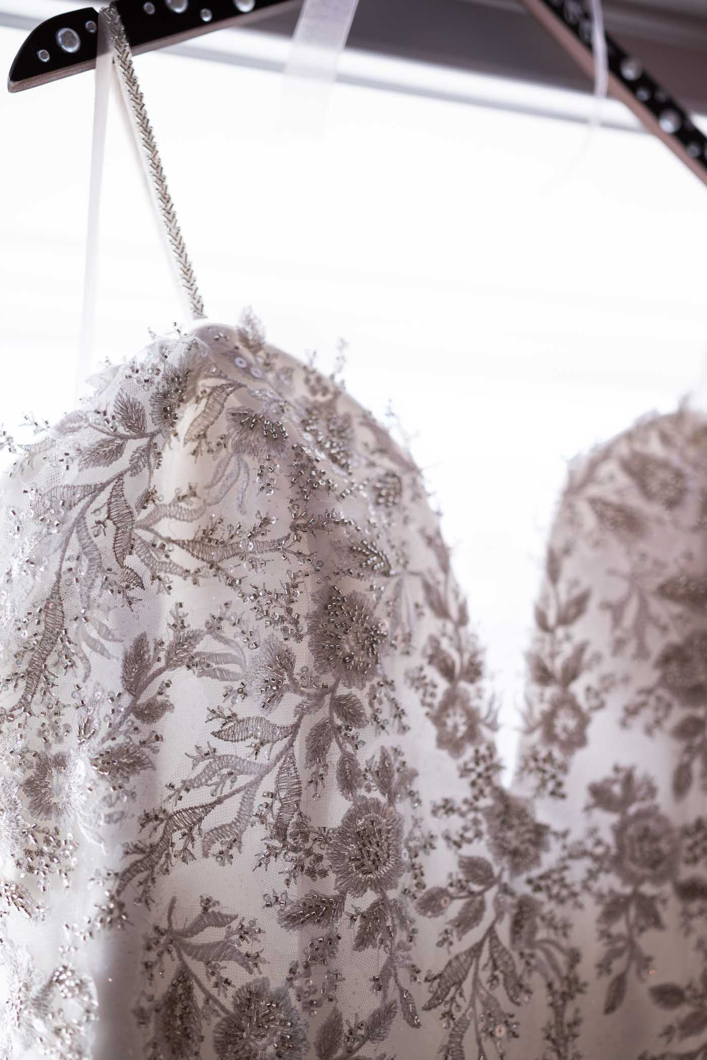 Detail photo of the neckline of the dress